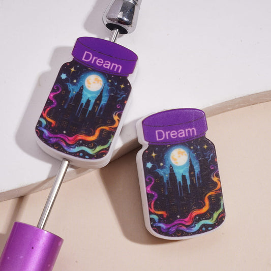 City Nightscape Dream Jar Under Moonlight Theme Silicone Focal Beads
