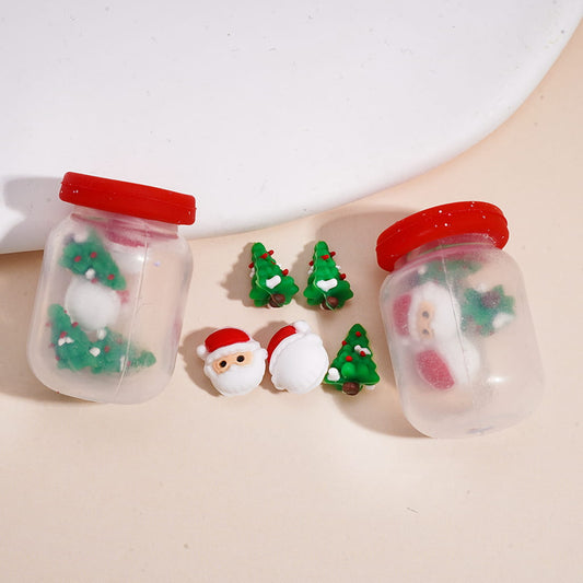 Mini Christmas Tree & Santa Claus Head Inside Bottle Soft Silicone Shaker Beads