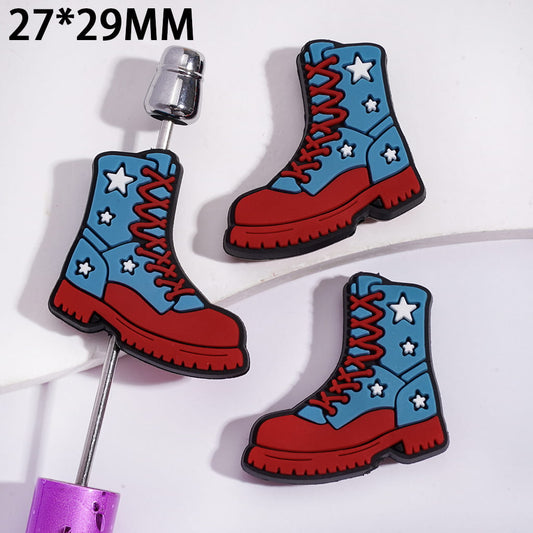 Military Style American Army Boots Patriotic Design Silicone Focal Beads