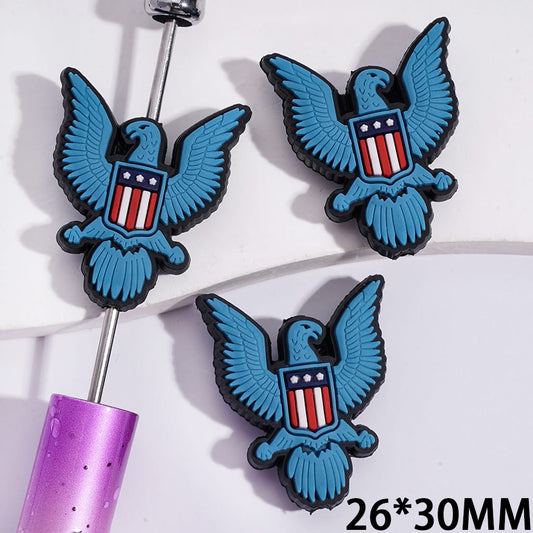Patriotic Great Seal of the United States Pattern Silicone Focal Beads