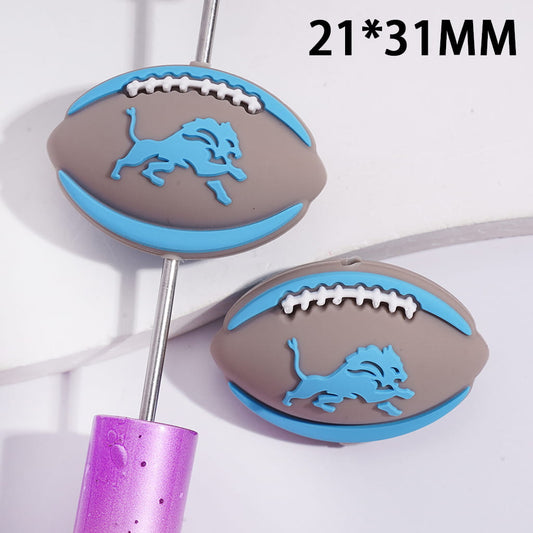 3D Sports Detroit American Football Team Design Silicone Focal Beads