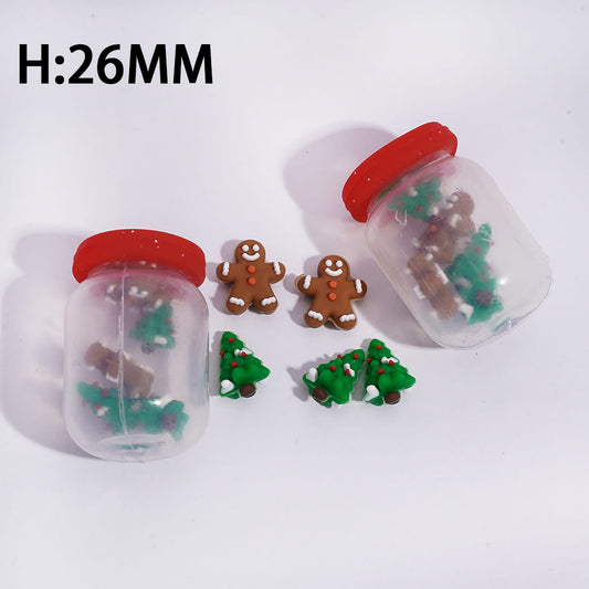 Festive Mini Christmas Tree and Gingerbread Inside Bottle Soft Silicone Shaker Beads