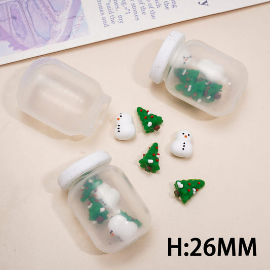 Mini Christmas Tree and Snowman Inside Bottle Soft Silicone Shaker Beads