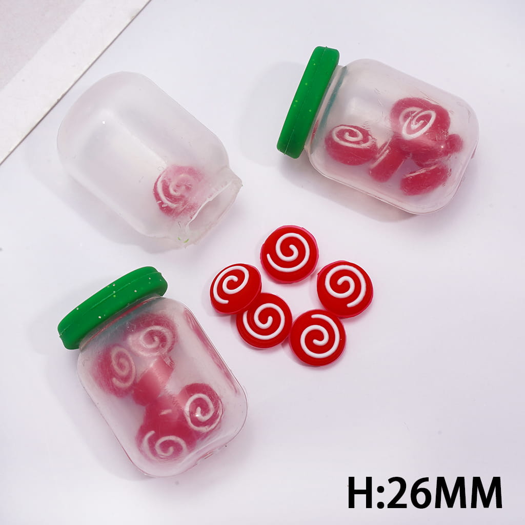 Soft Silicone Shaker Beads with Mini Red Candy Inside Bottle