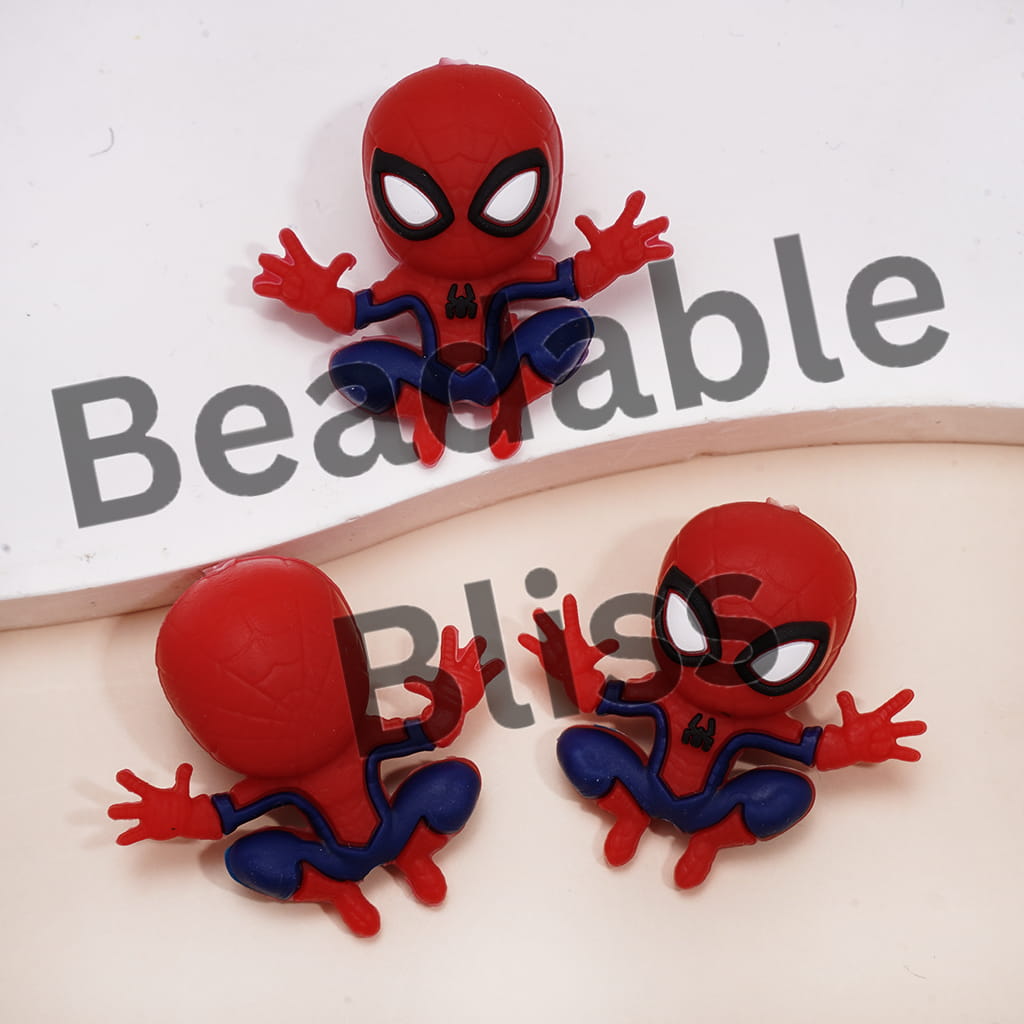 Silicone Focal Beads 3D Web Spider Hero Character in Classic Pose