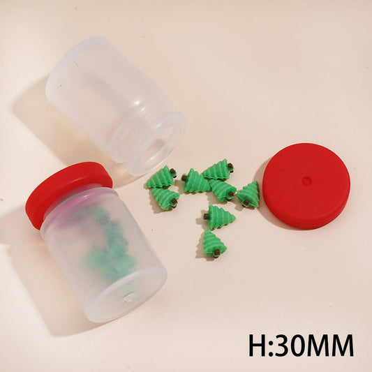 Red Lid Mini Christmas Trees Inside Bottle Large Size Clear Soft Silicone Shaker Beads
