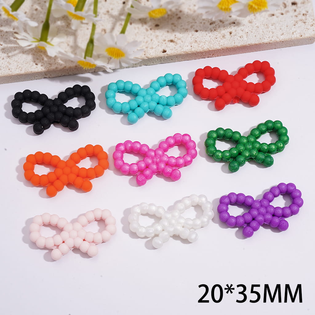 Cute Bowtie Shape Silicone Focal Beads in Assorted Colors Random Mix (Please Read the Description)