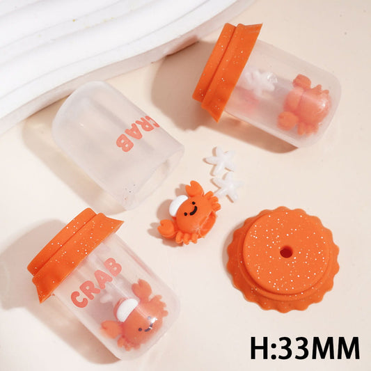 Ocean Theme Crab Silicone Shaker Beads in Bottle, Hight 33MM Random Mix