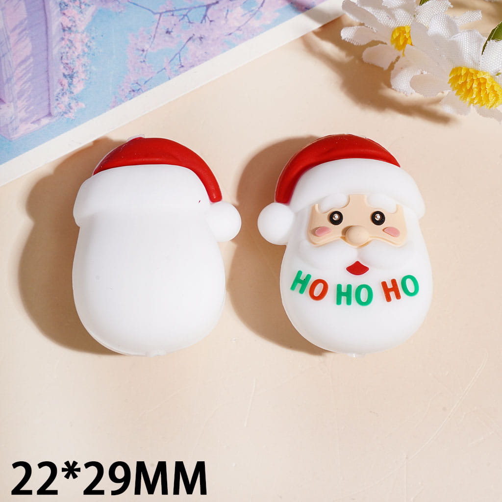 Santa Claus Head Face Silicone Focal Beads with "HO HO HO" Text, 22*29MM