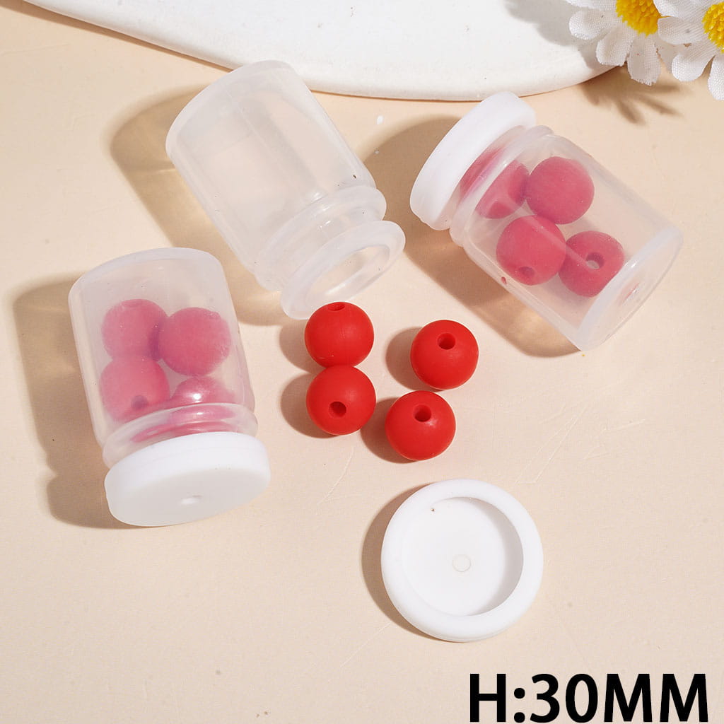 Silicone Shaker Beads with Red Round Silicone Beads and White Lid, Height 30MM (The Bottle Cap can be Installed and Removed)