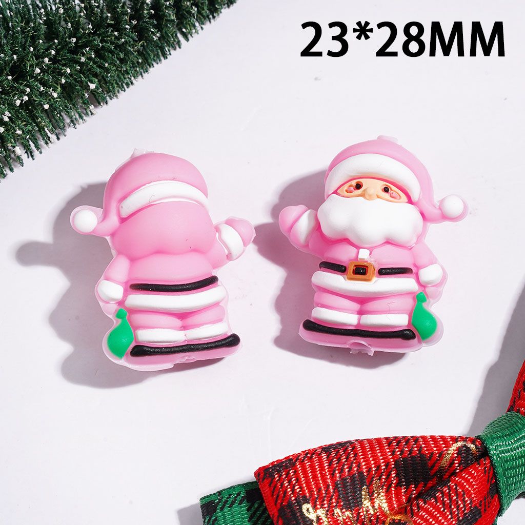 3D Jolly Pink Santa Claus Carrying Green Sack Silicone Focal Bead, 23*28MM