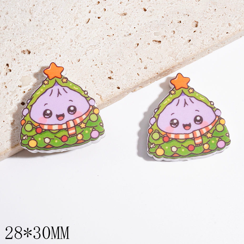 Silicone Focal Beads Purple Dumpling in Christmas Tree Costume, 28*30MM