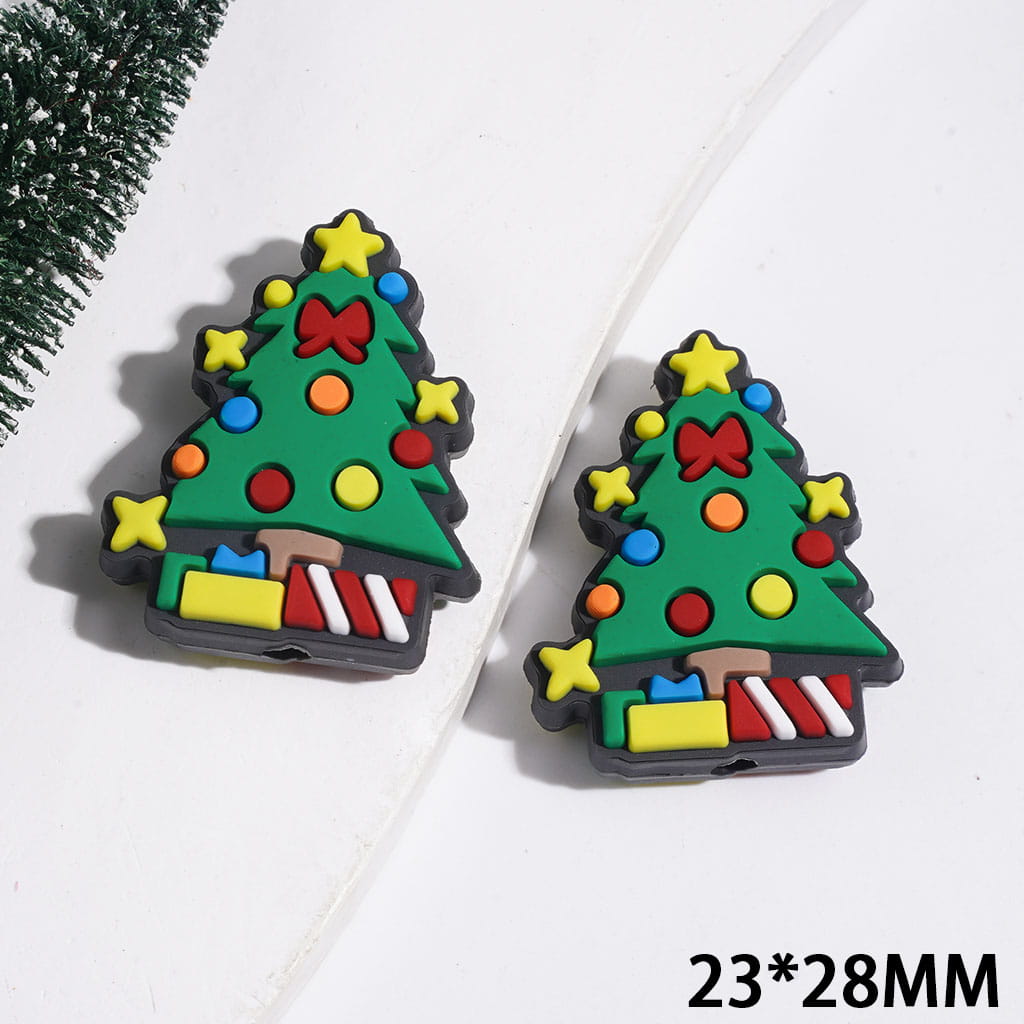 Festive Christmas Tree with Star Toppers and Colorful Gift Silicone Focal Beads, 23*28MM