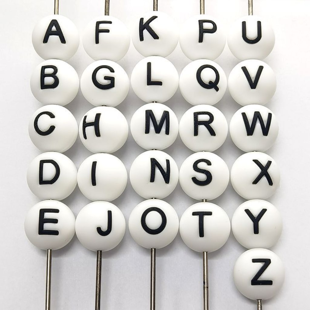 Round  Solid Colored English Letter Silicone Beads, 15MM, Random Mix Letters, Please Read the Description