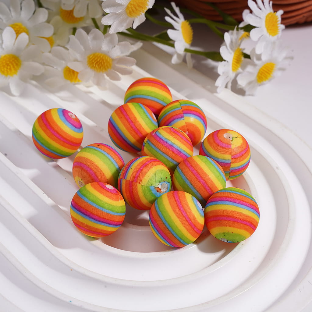 Iridescent Stripes Prints Round Printed Silicone Beads 15MM