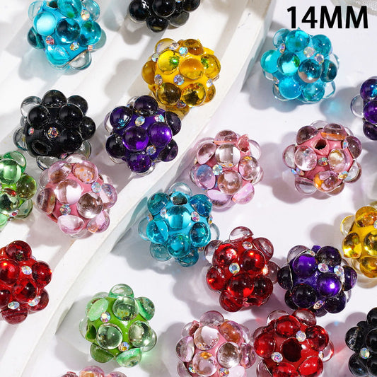 Clear Half-Face and AB Rhinestones Bubble Ball Acrylic Beads 14MM, Assorted Colors, Random Mix