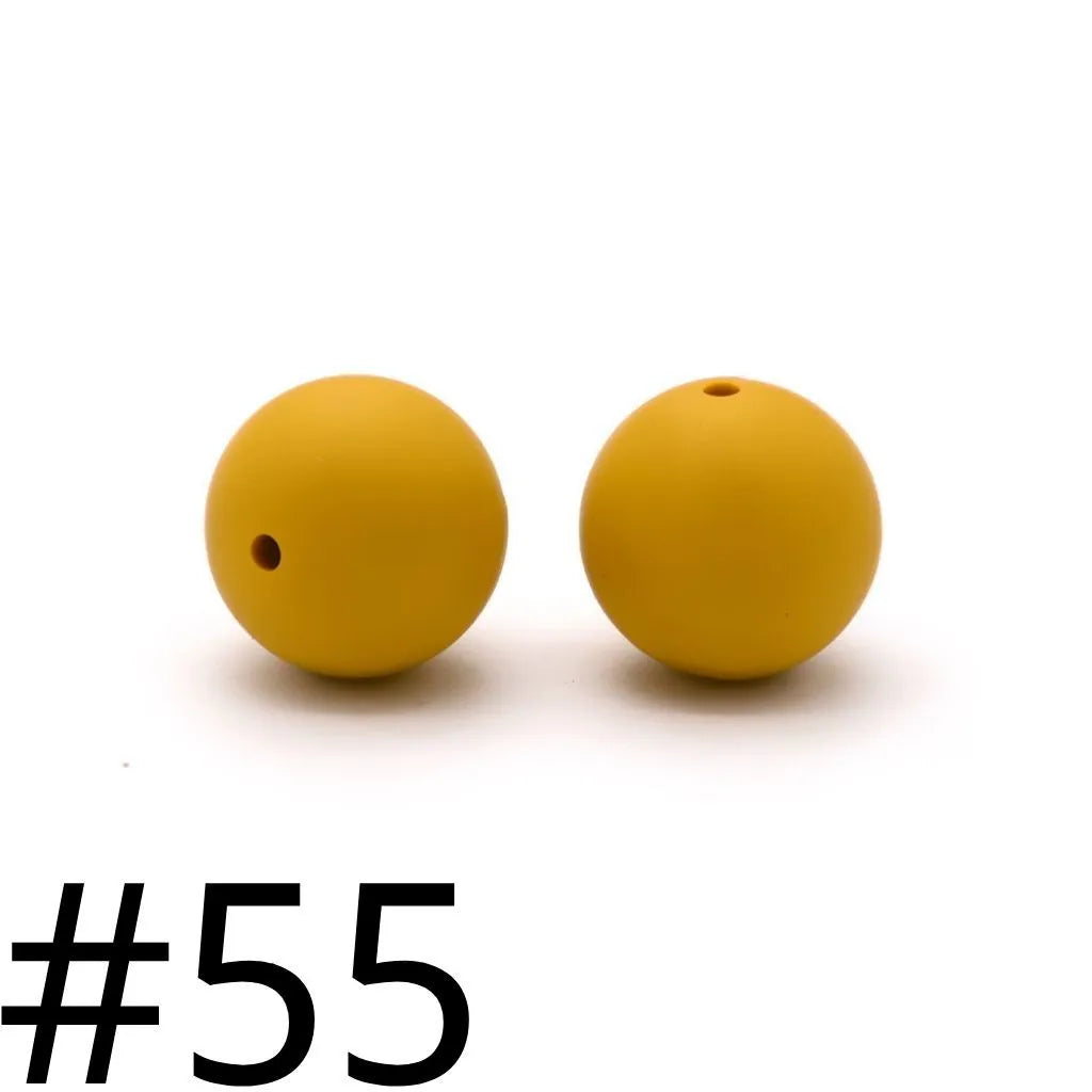 Solid Colored Silicone Beads 15 mm