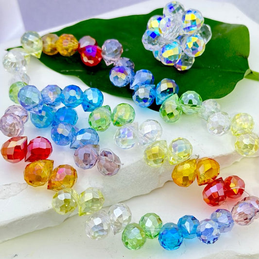 Colorful Polyhedral Water Drop Shape Crystal Chains Strings Bling Bling Acrylic Beads, 11*8MM, Please Read the Description