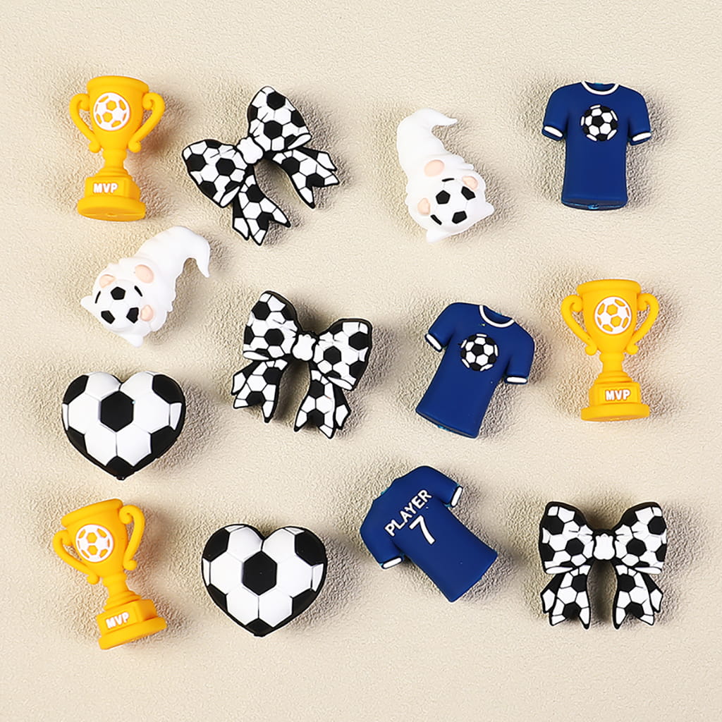3D Football Soccer Ball Sports Theme Silicone Focal Beads