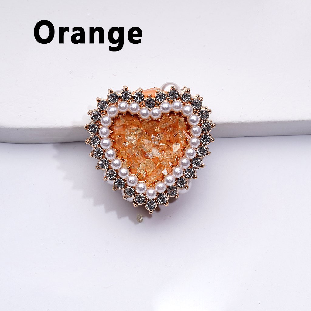 Shiny Rhinestones White Pearls Bling Bling Fancy Gold Alloy Heart with Mini Stones Rocks Clay Beads, Around 28*28*13MM