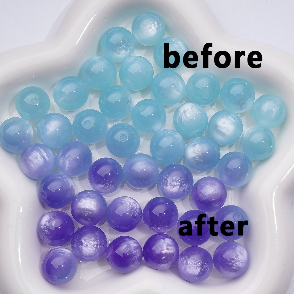 Dynamic Light-Responsive Round Acrylic Beads with Color-Changing Effect, 14MM