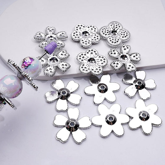 Shiny Flower Spacer Silver Acrylic Jewelry Accessory, Random Mix, Approx. 35MM