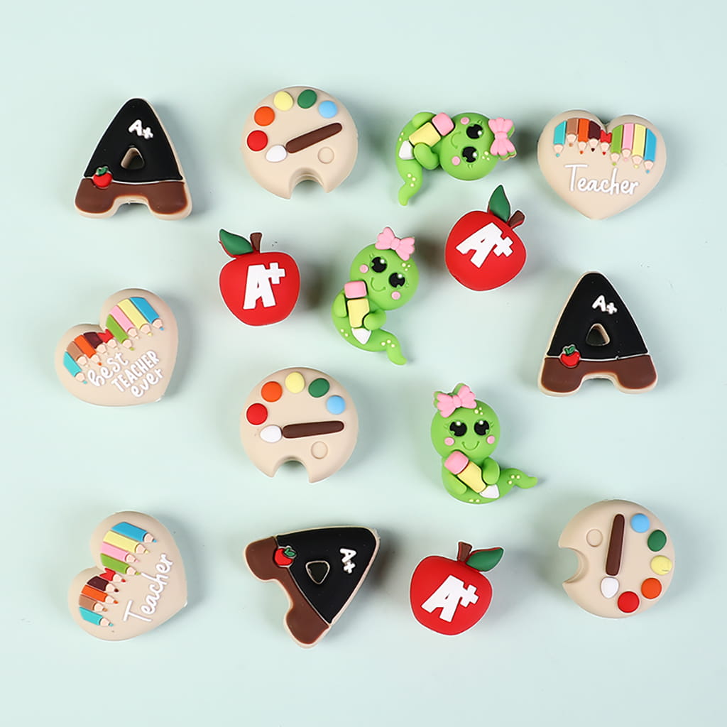 3D Teachers’ Day Theme Silicone Focal Beads Random Mix