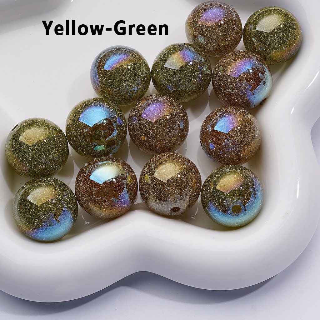 UV Coating Multi-Color Glitter Shiny Round Acrylic Beads 20MM