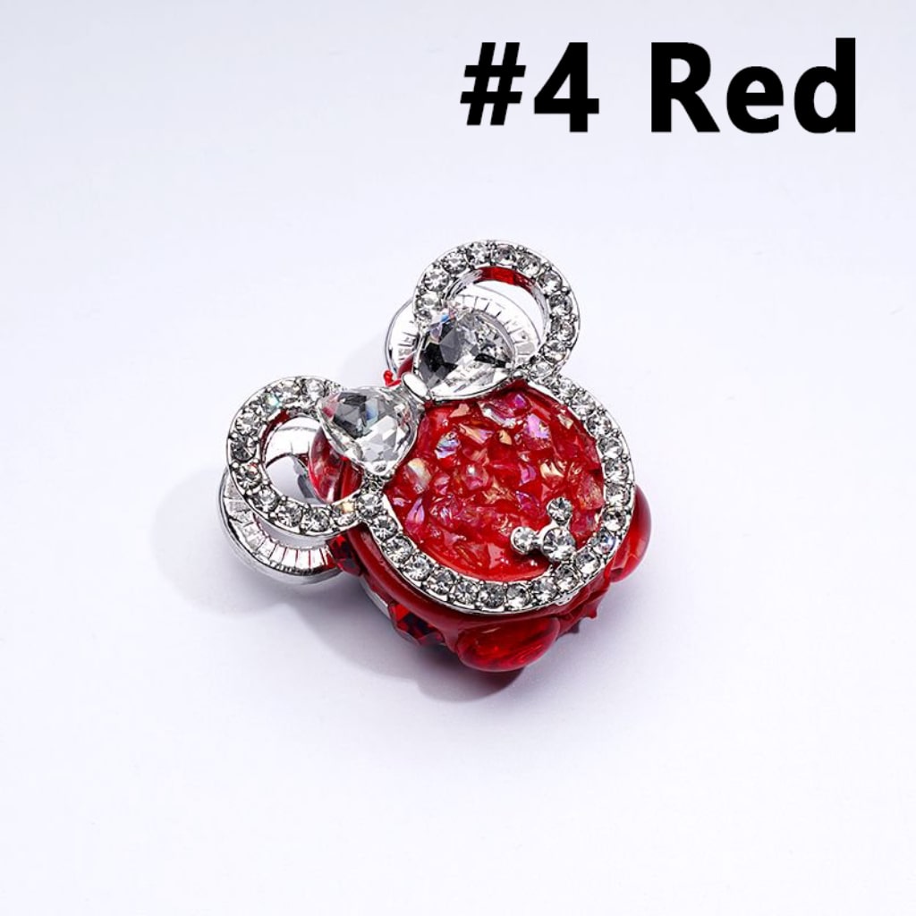 Fancy Bling Bling Silver Alloy Mouse Head Bow with Clear & Colorful Rhinestones Clay Beads, Around 30*27MM