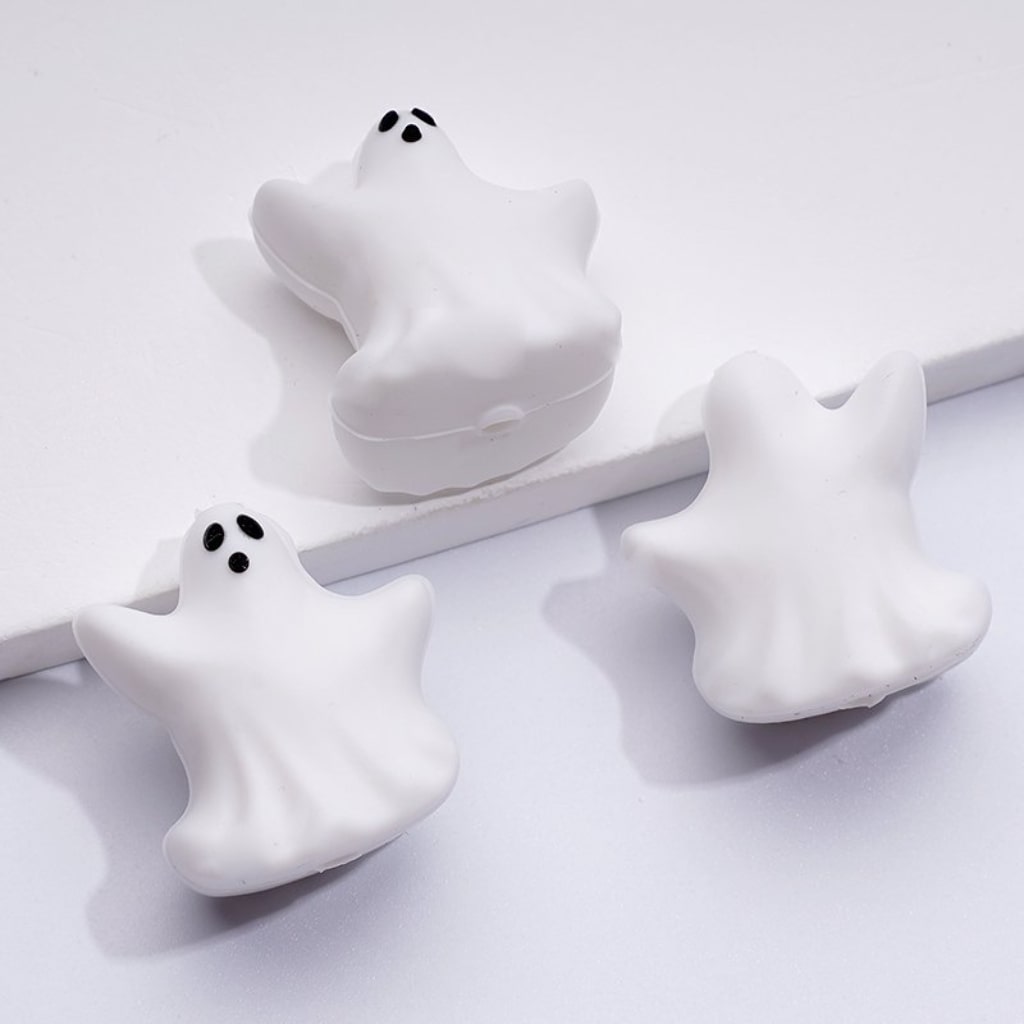 3D Vivid White Purple Pink Spirit Halloween Silicone Focal Beads