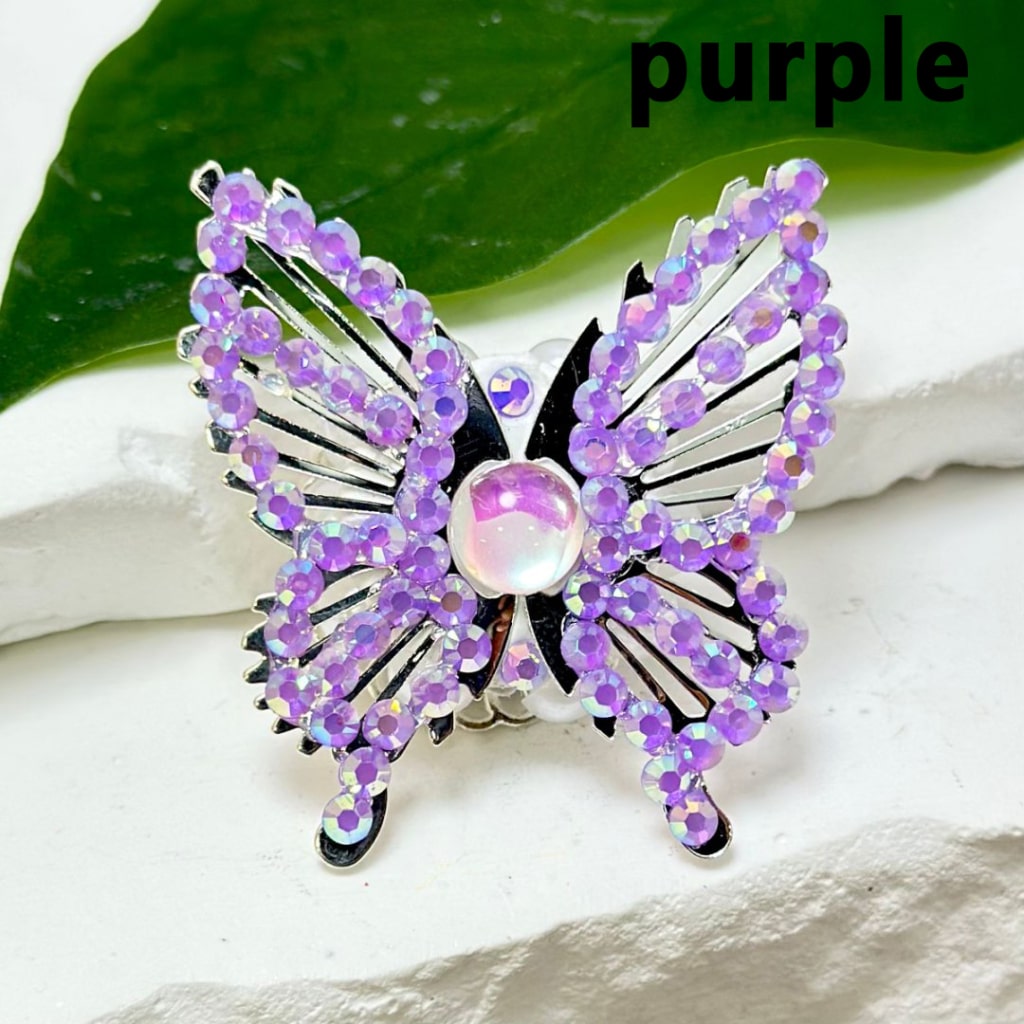 Silver Alloy Fancy Bling Bling Butterfly with Colorful Mini Rhinestones, White Pearls, and Colorful Mini Butterfly Rhinestone Clay Beads, Around 42*44mm.