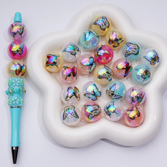 Radiant Jelly-Colored Acrylic Beads – Large 20MM UV-Coated Butterfly Accents