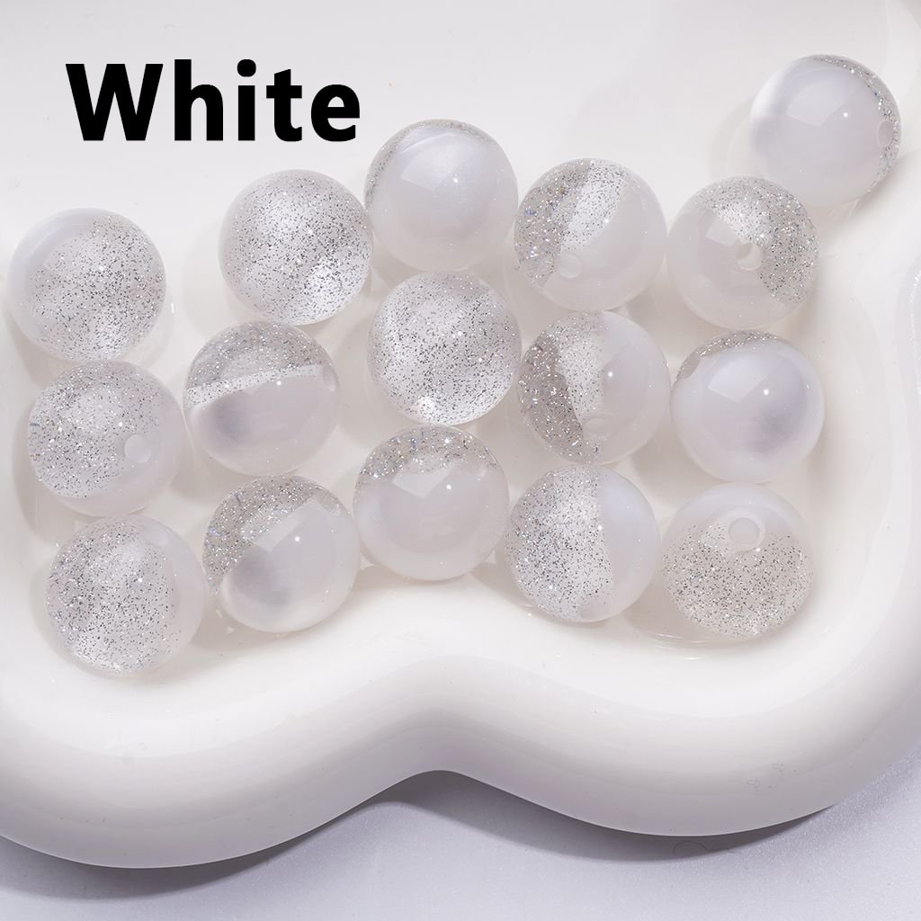 Multi-Color Cat Eye Style Acrylic Beads with Silver Glitter Inside, 16MM