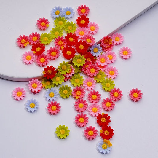 DIY Jewelry Accessories, Cute Mini Colorful Flowers Bellis Perennis Daisy for Beads Random Mix