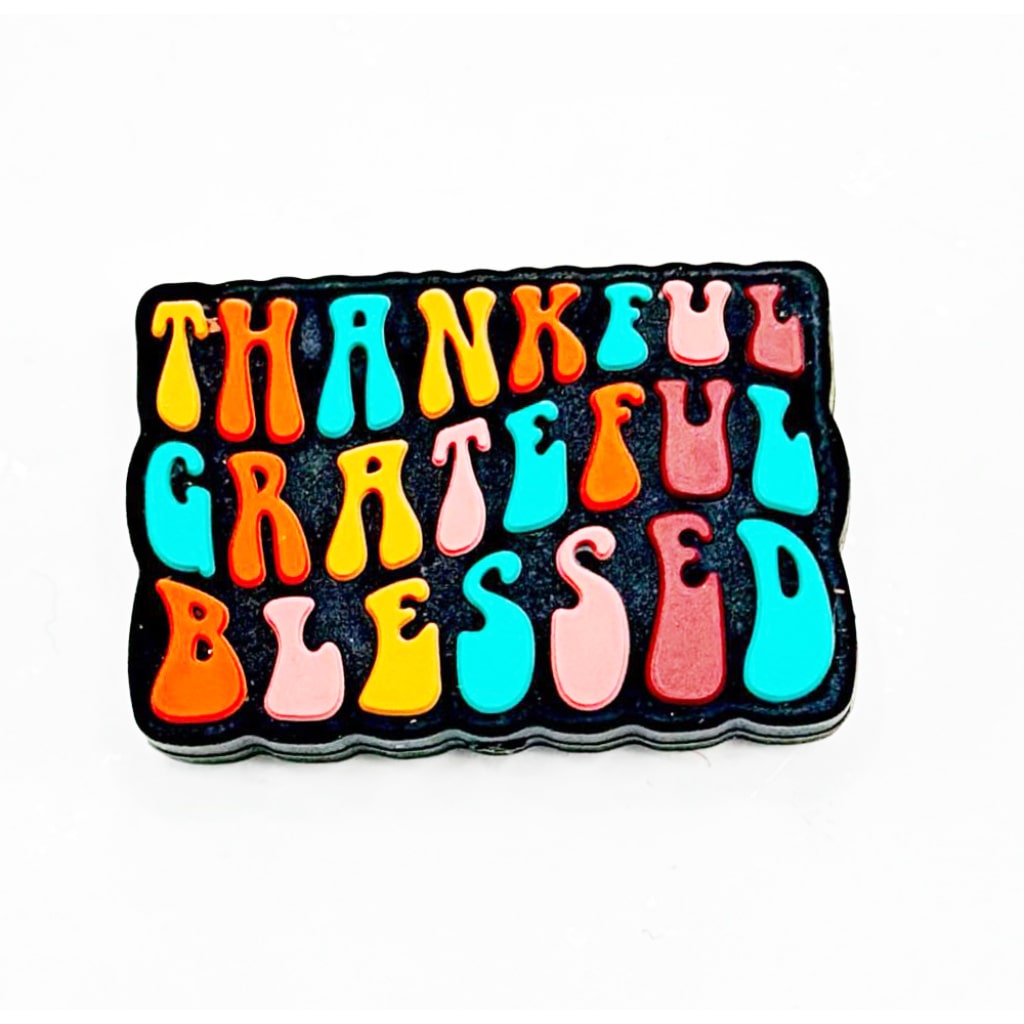 Grateful Blessed Thankful Rectangle Silicone Focal Beads
