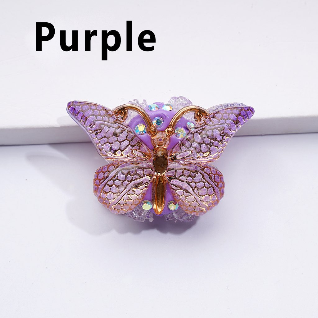 Delicate Colorful Vivid Gold Stripes Butterfly AB Rhinestones Mini Cute Clear Flowers Clay Beads, Around 38*23MM