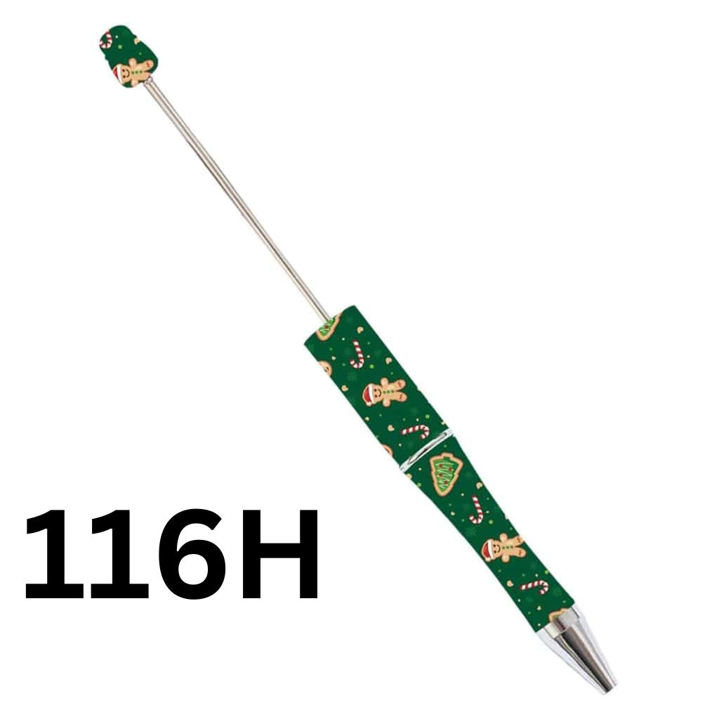 Christmas Tree Green Gingerbread Printed Beadable Pens Number 116H