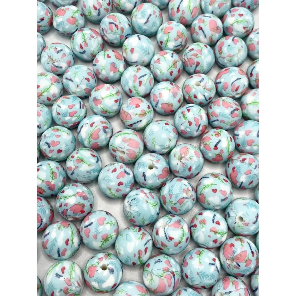 Round Printed Silicone Beads 15 mm