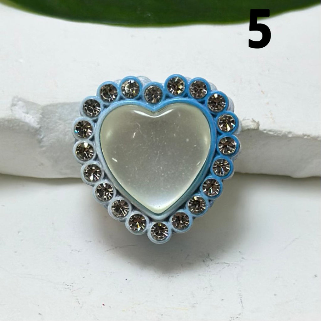 Ombre Blue Series Fancy Alloy Heart, Rectangle with Shiny Rhinestones, Square, Pearls, Clay Beads