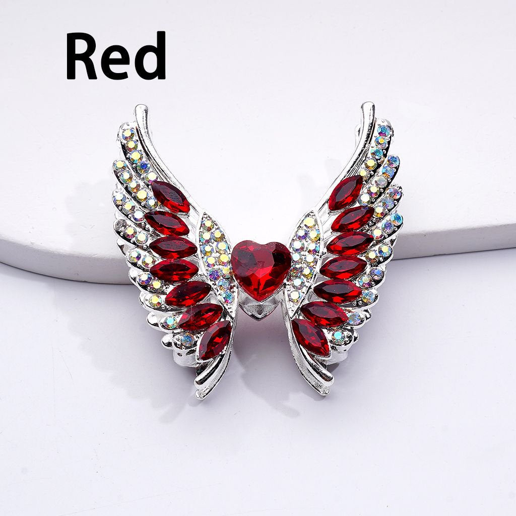 Exquisite Fancy Silver Alloy Angel's Wings Beads with Shiny Rhinestones, 46*50MM, Random Mix
