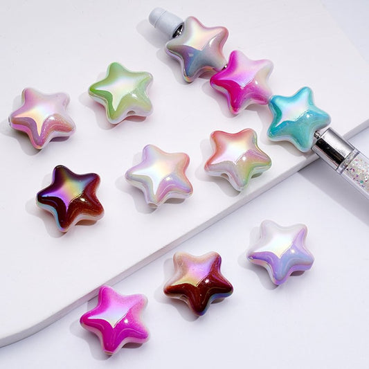 20MM Double-Color Five-Pointed Star Acrylic Beads with UV Coating Mixed Assortment