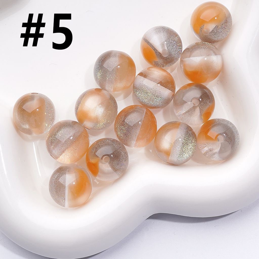 Dazzling Double Color Cat Eye Acrylic Beads with Shiny Gold Glitter, 16MM