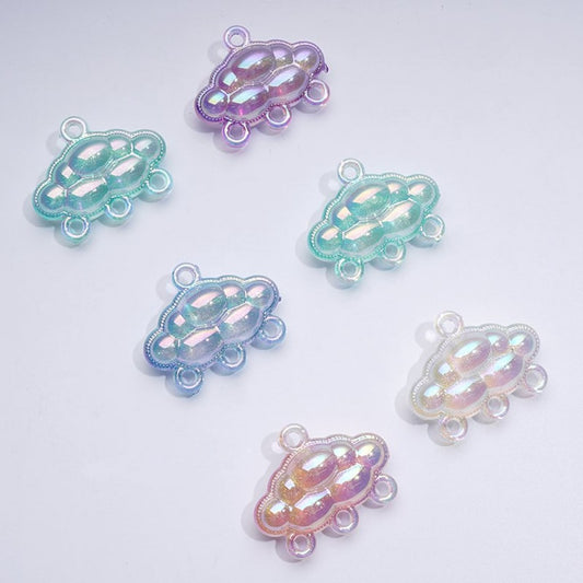 Colorful UV-Coated Cloud Acrylic Beads with Small Rings, Approx. 3428MM, Random Mix
