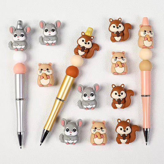 3D Cute Rodent Animal Theme Silicone Focal Beads Random Mix