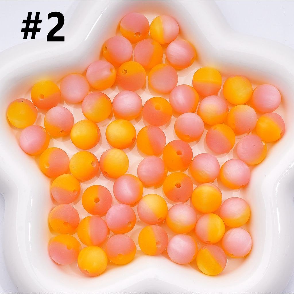 Charming Dual-Tone Cat Eye Acrylic Beads – Frosted Matte Round Design, 12MM