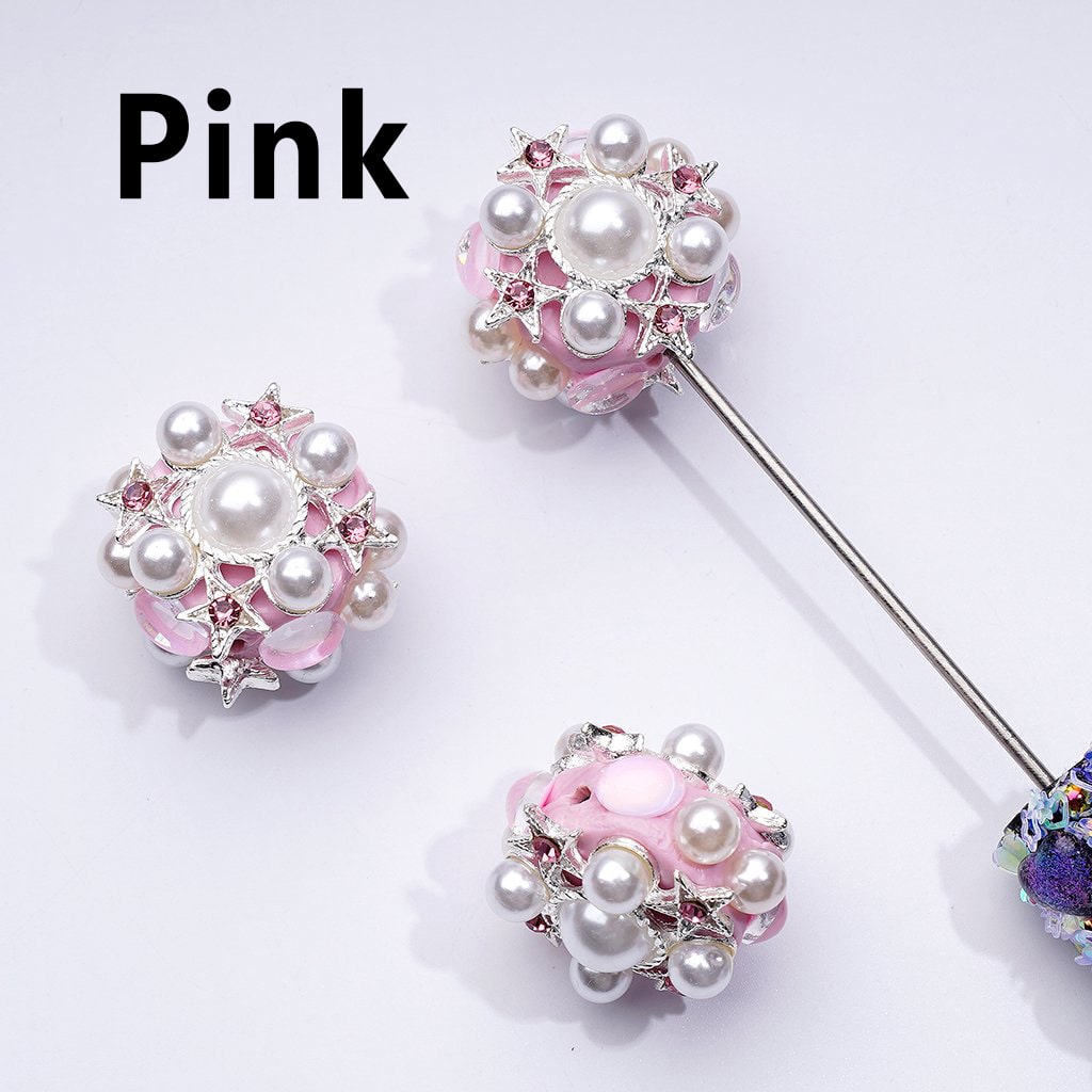 A collection of silver alloy stars with various colors of rhinestones and pearls, designed for use in beadable pens.

