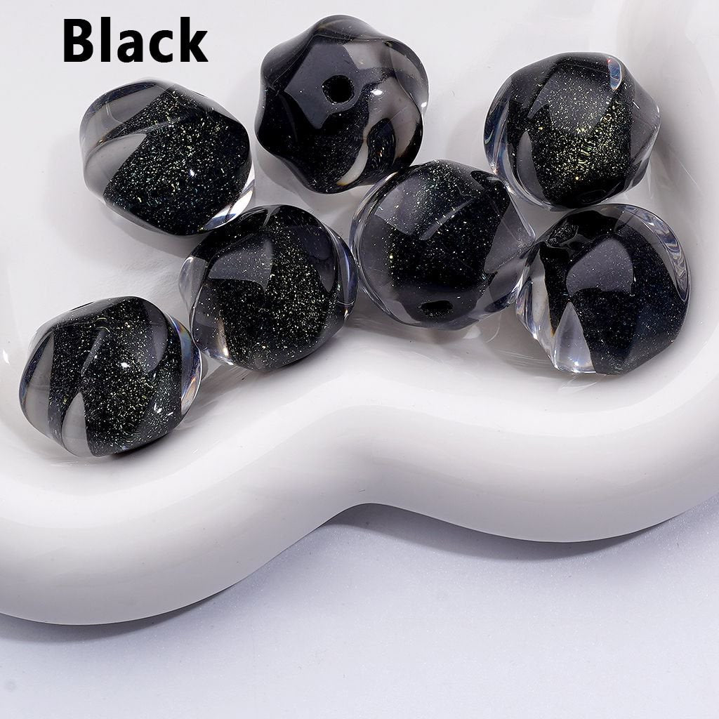Radiant Multi-Color Swirl Acrylic Beads with Shiny Gold Glitter & Sugar Core, Around 20MM