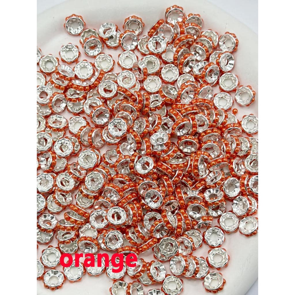 Metal Round Spacer with Big Hole White Pearls, 15MM