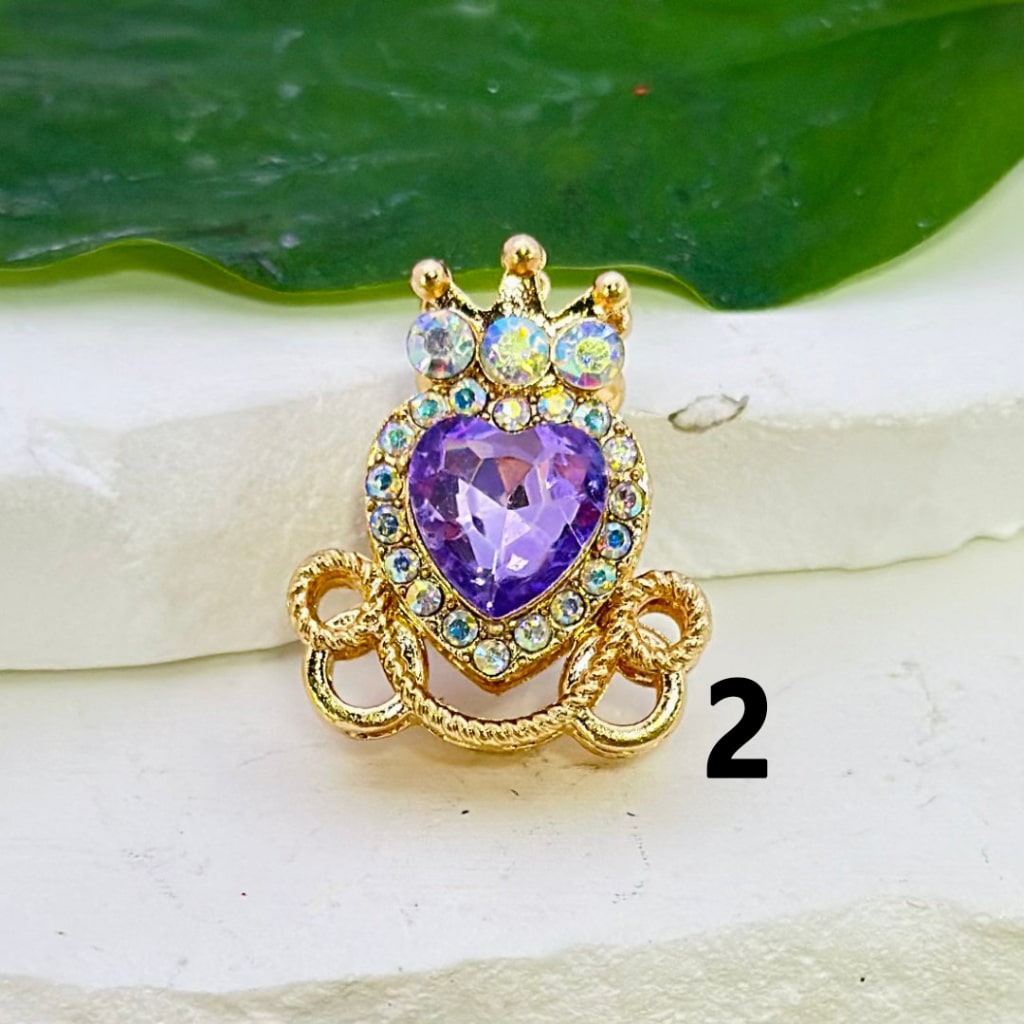 Gold Alloy Heart Crown with Mini AB Rhinestones Bling Bling Colorful Heart Rhinestones Beads, Around 26*22MM