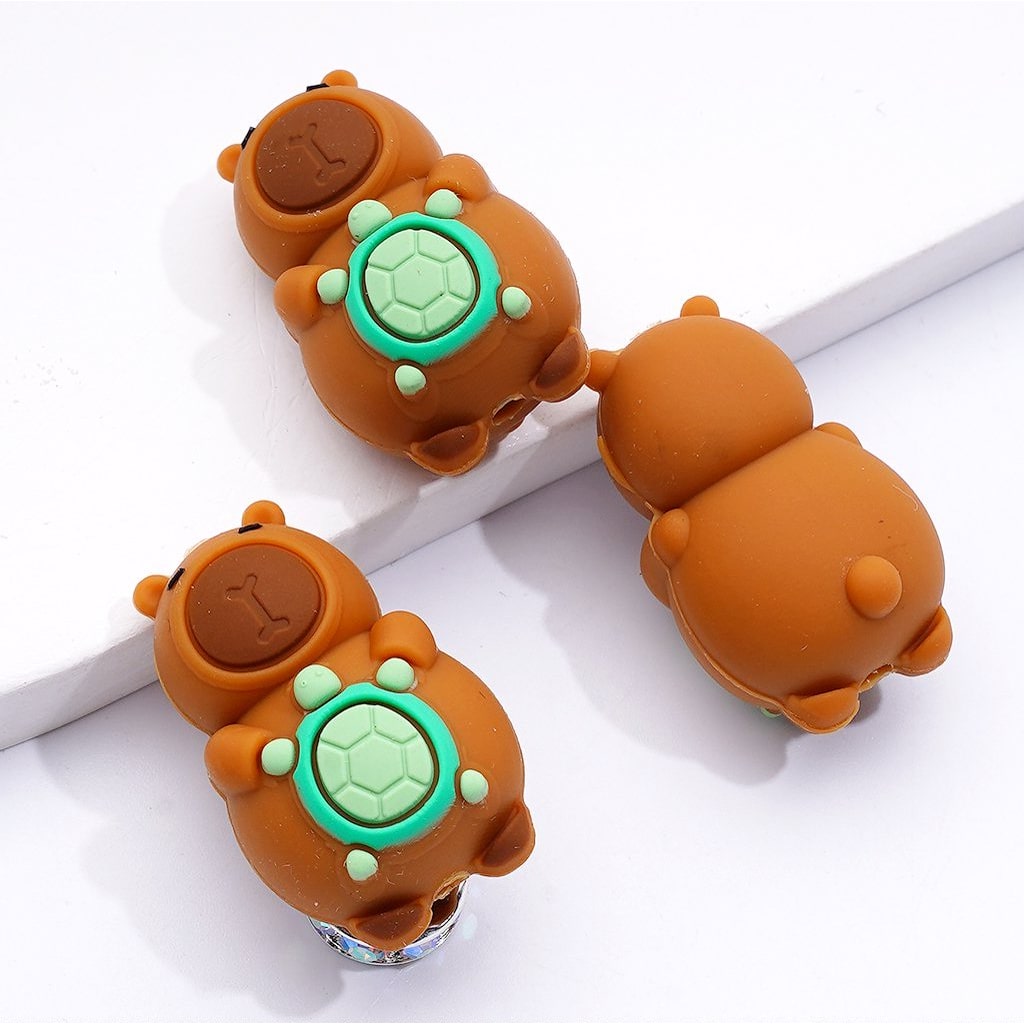 Adorable 3D Capybara Silicone Beads – Cute Animal Focal Design for Crafts